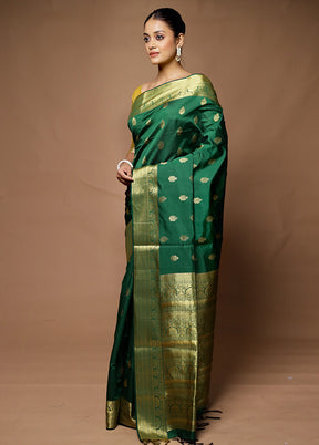 Green Kanjivaram Silk Saree With Blouse Piece