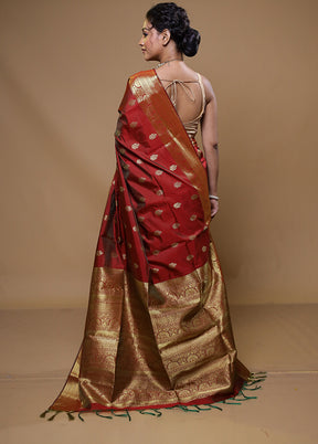 Red Kanjivaram Silk Saree With Blouse Piece