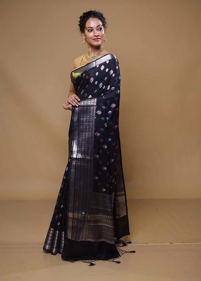 Blue Dupion Silk Saree With Blouse Piece