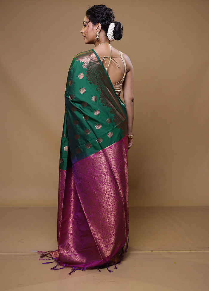 Green Kanjivaram Silk Saree With Blouse Piece