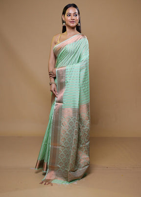 Green Kanjivaram Silk Saree With Blouse Piece