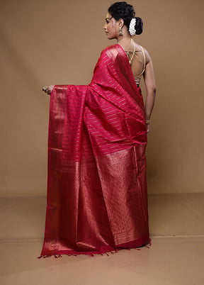 Pink Kanjivaram Silk Saree With Blouse Piece