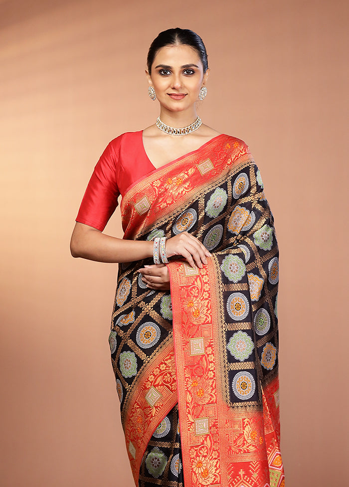 Black Dupion Silk Saree With Blouse Piece