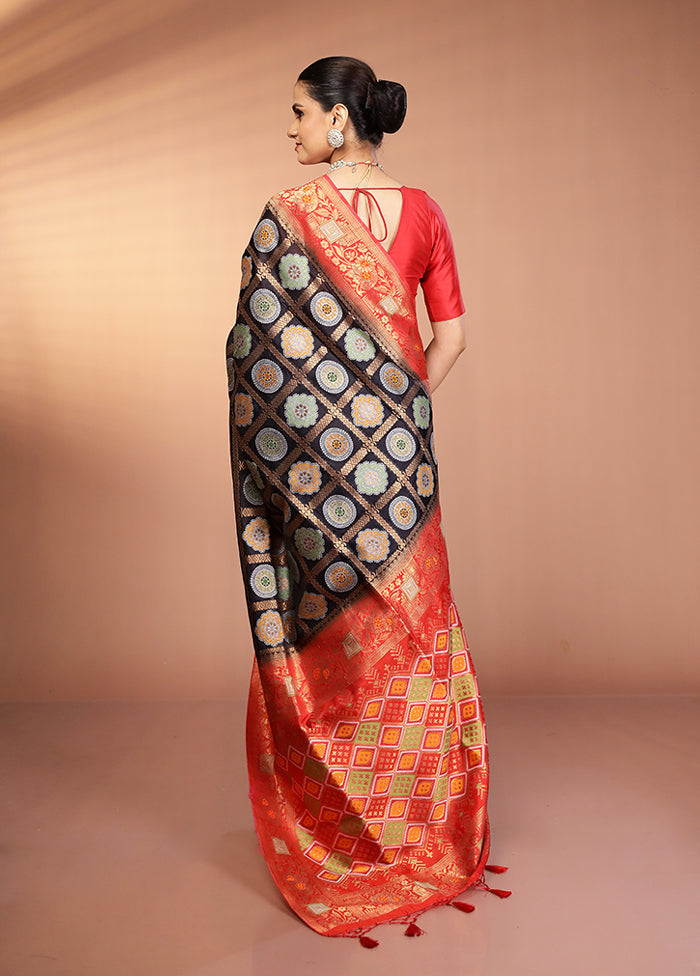 Black Dupion Silk Saree With Blouse Piece