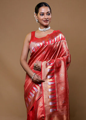 Pink Tissue Silk Saree With Blouse Piece