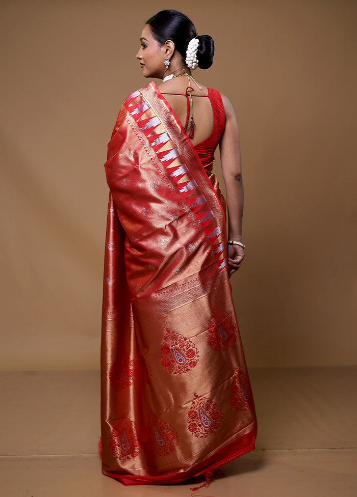 Pink Tissue Silk Saree With Blouse Piece