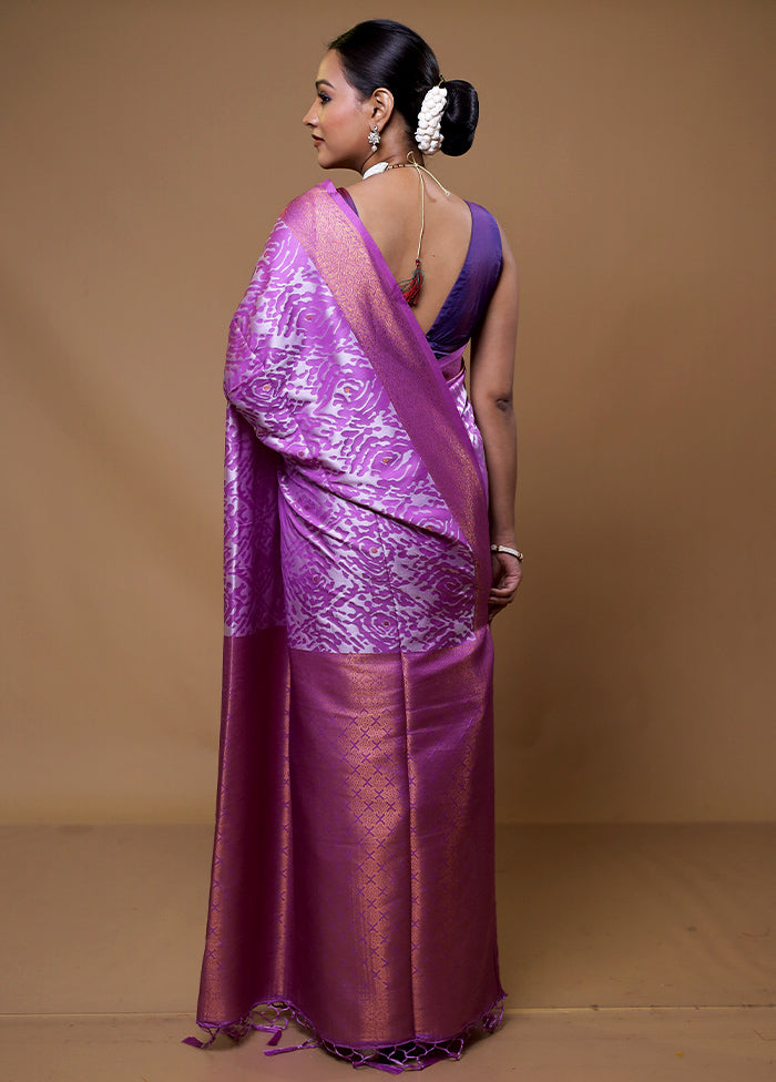 Purple Dupion Silk Saree With Blouse Piece