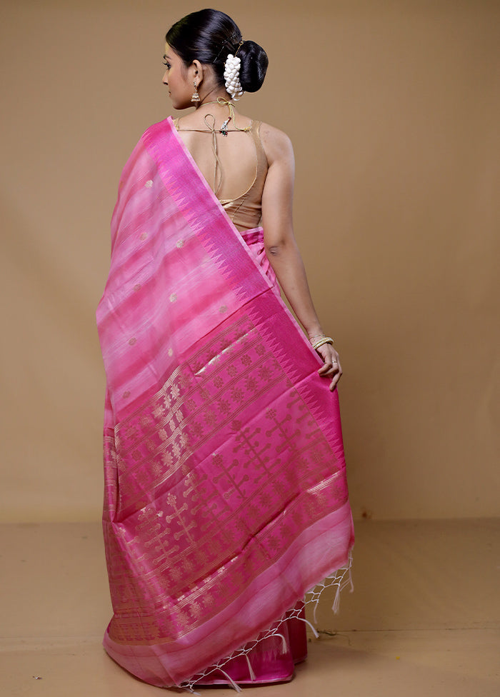 Pink Cotton Saree With Blouse Piece