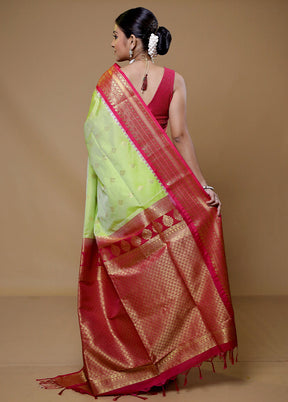 Green Kanjivaram Silk Saree With Blouse Piece