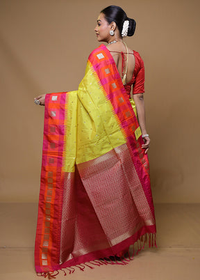 Yellow Kanjivaram Silk Saree With Blouse Piece