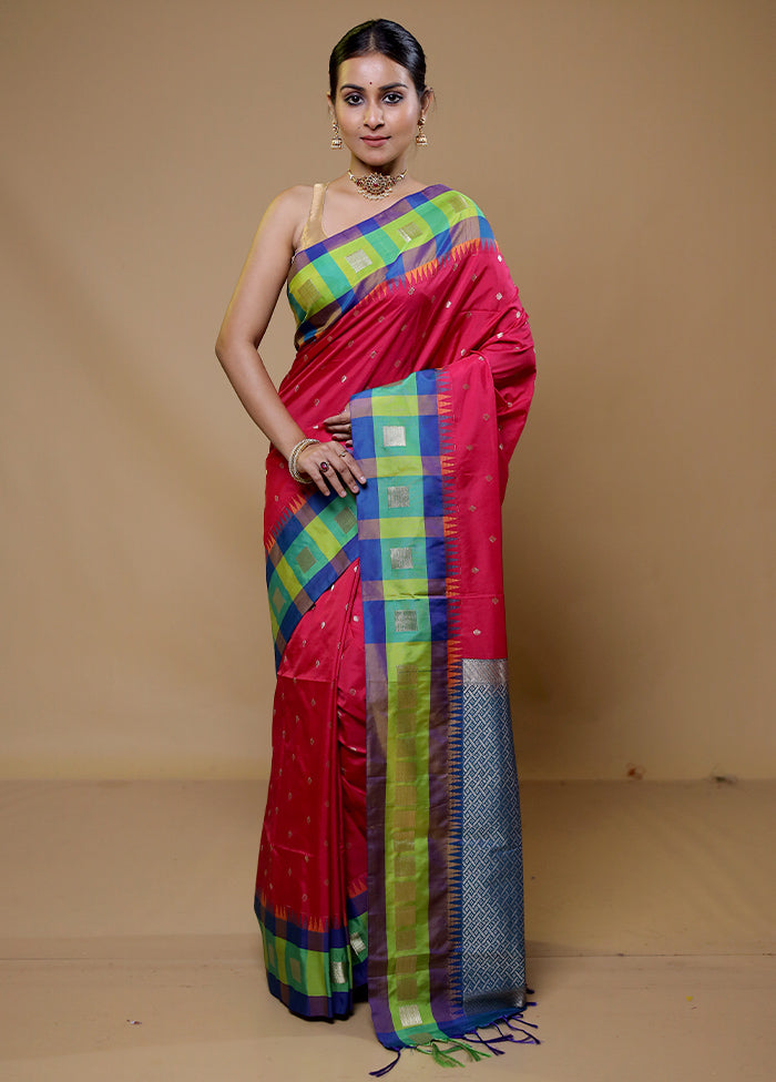 Pink Kanjivaram Silk Saree With Blouse Piece