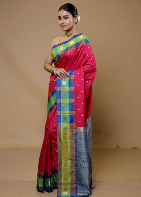 Pink Kanjivaram Silk Saree With Blouse Piece