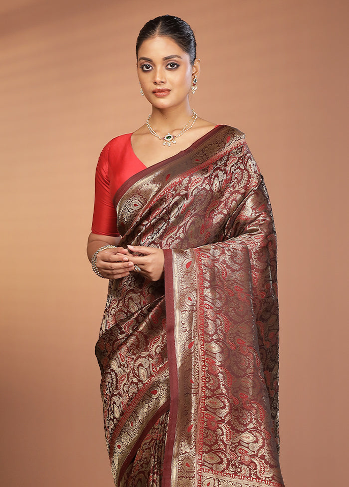 Red Dupion Silk Saree With Blouse Piece