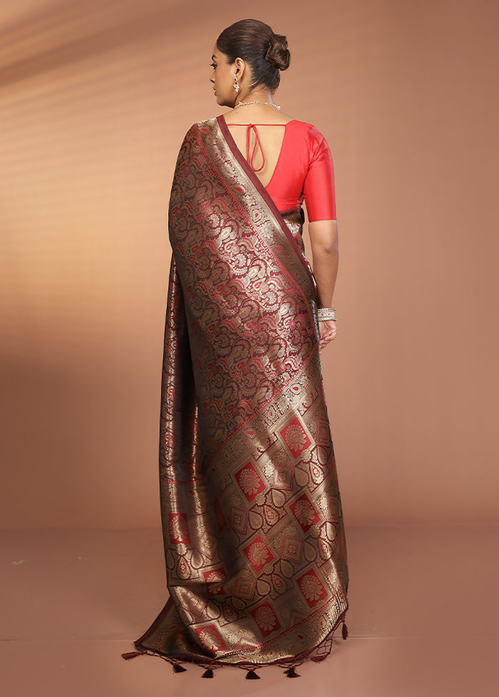 Red Dupion Silk Saree With Blouse Piece