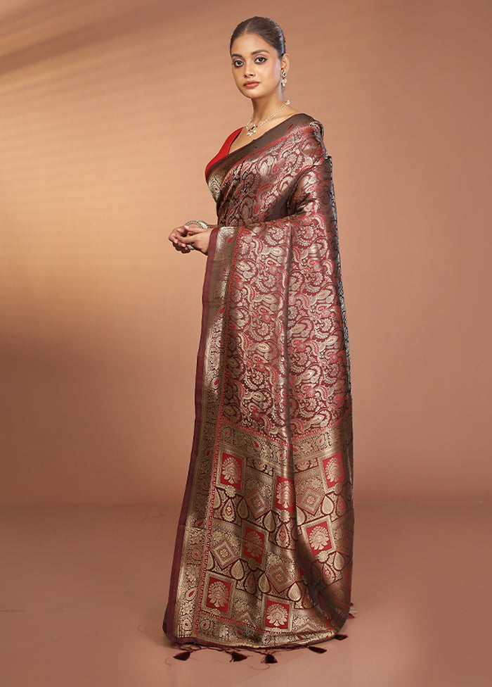 Red Dupion Silk Saree With Blouse Piece