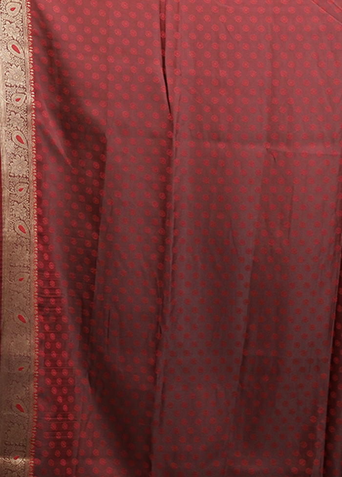 Red Dupion Silk Saree With Blouse Piece