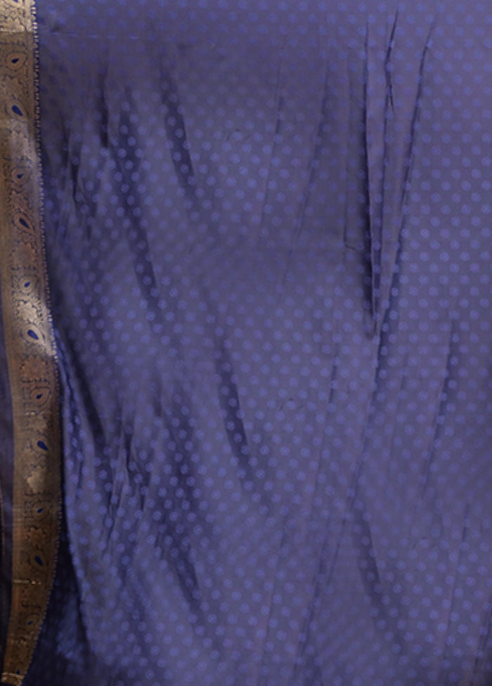 Blue Dupion Silk Saree With Blouse Piece