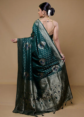 Green Dupion Silk Saree With Blouse Piece