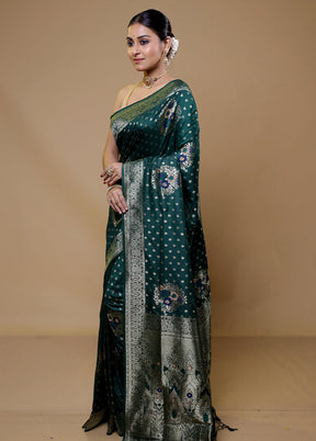 Green Dupion Silk Saree With Blouse Piece