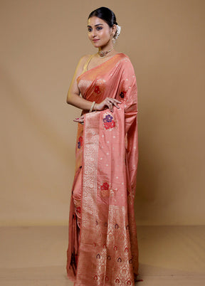 Pink Dupion Silk Saree With Blouse Piece