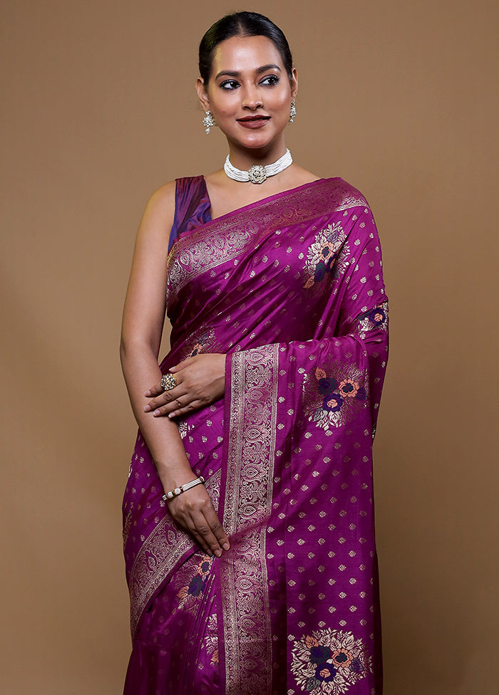 Purple Dupion Silk Saree With Blouse Piece