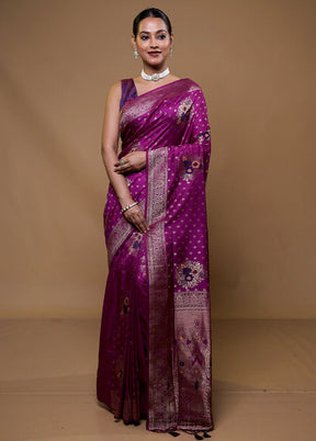 Purple Dupion Silk Saree With Blouse Piece