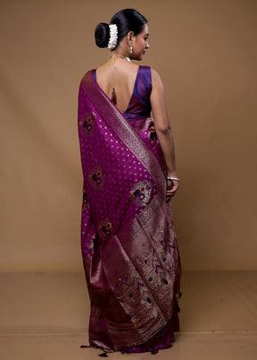 Purple Dupion Silk Saree With Blouse Piece