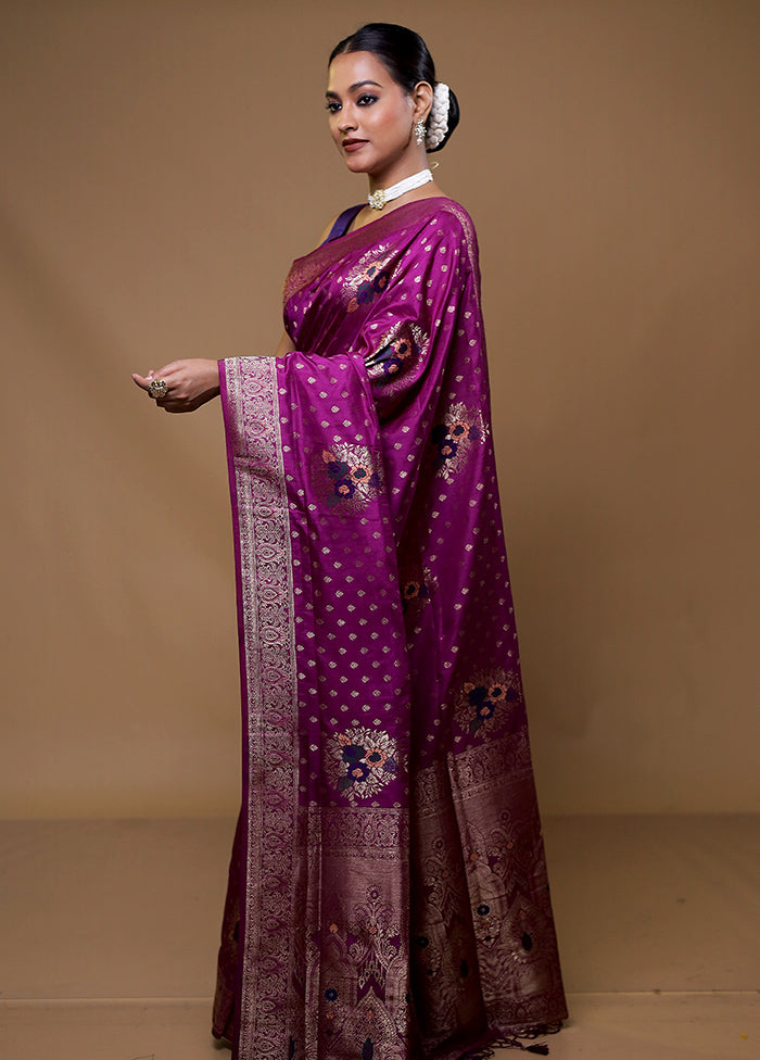 Purple Dupion Silk Saree With Blouse Piece