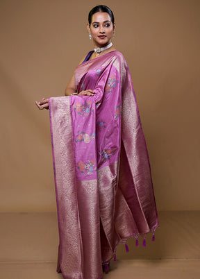 Purple Dupion Silk Saree With Blouse Piece