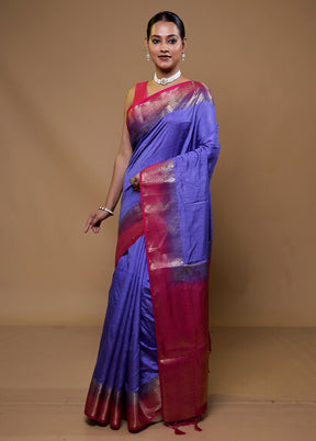 Purple Dupion Silk Saree With Blouse Piece