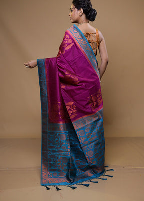 Purple Dupion Silk Saree With Blouse Piece