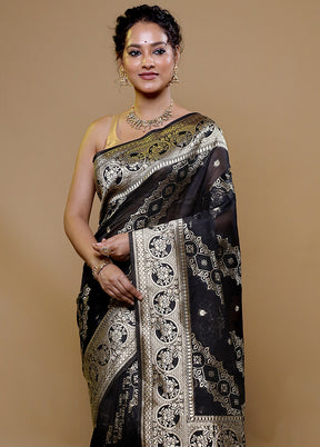 Black Organza Saree With Blouse Piece