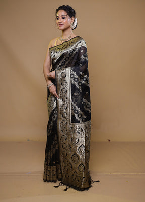 Black Organza Saree With Blouse Piece