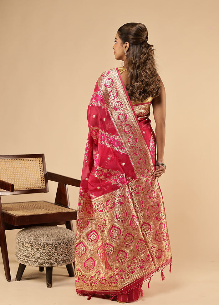 Pink Organza Saree With Blouse Piece