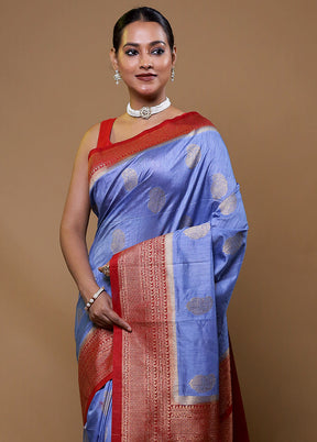 Purple Dupion Silk Saree With Blouse Piece