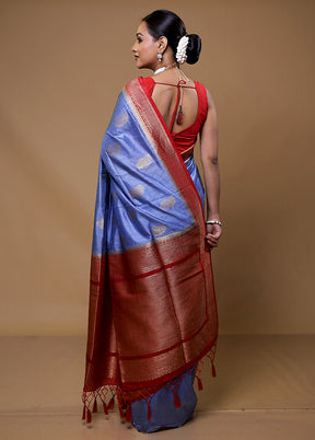 Purple Dupion Silk Saree With Blouse Piece