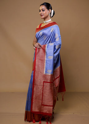 Purple Dupion Silk Saree With Blouse Piece