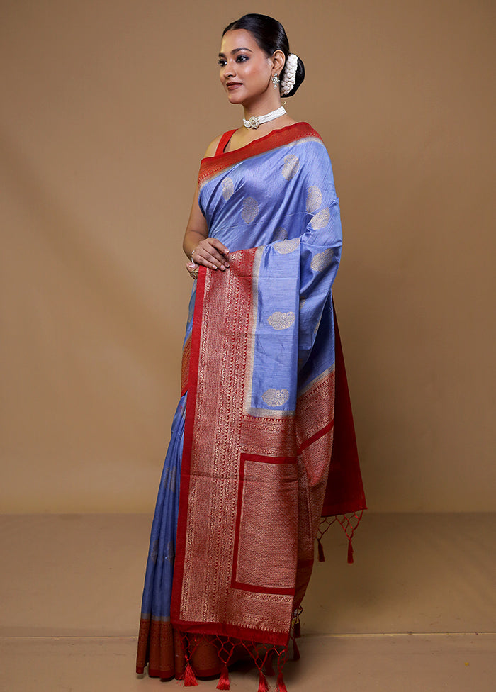 Purple Dupion Silk Saree With Blouse Piece