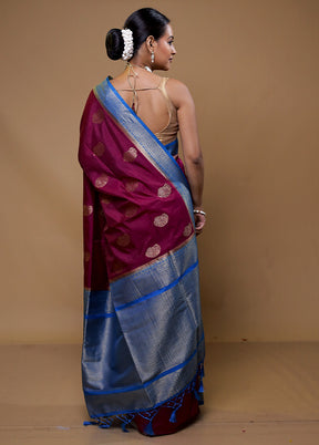 Purple Dupion Silk Saree With Blouse Piece