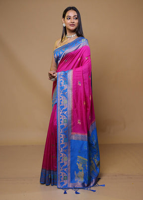 Pink Dupion Silk Saree With Blouse Piece