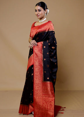 Black Dupion Silk Saree With Blouse Piece