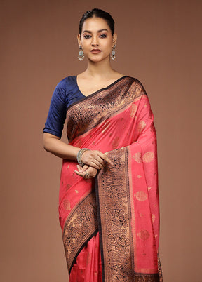 Pink Dupion Silk Saree With Blouse Piece