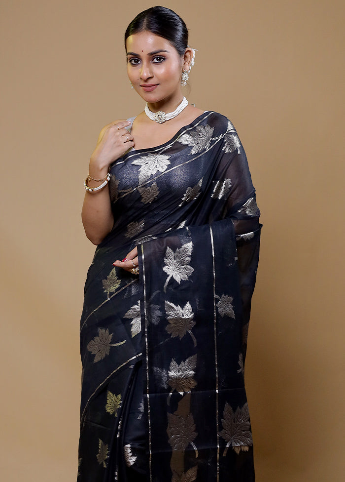 Black Cotton Saree With Blouse Piece