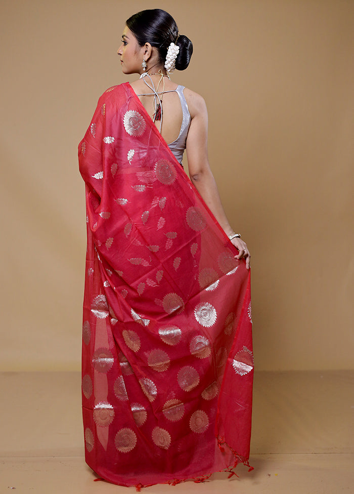 Pink Cotton Saree With Blouse Piece