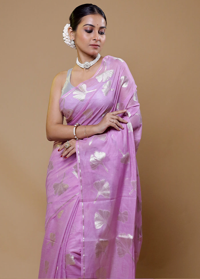 Purple Cotton Saree With Blouse Piece