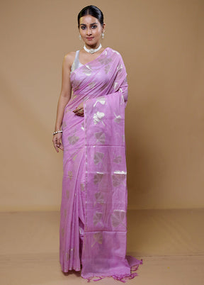 Purple Cotton Saree With Blouse Piece