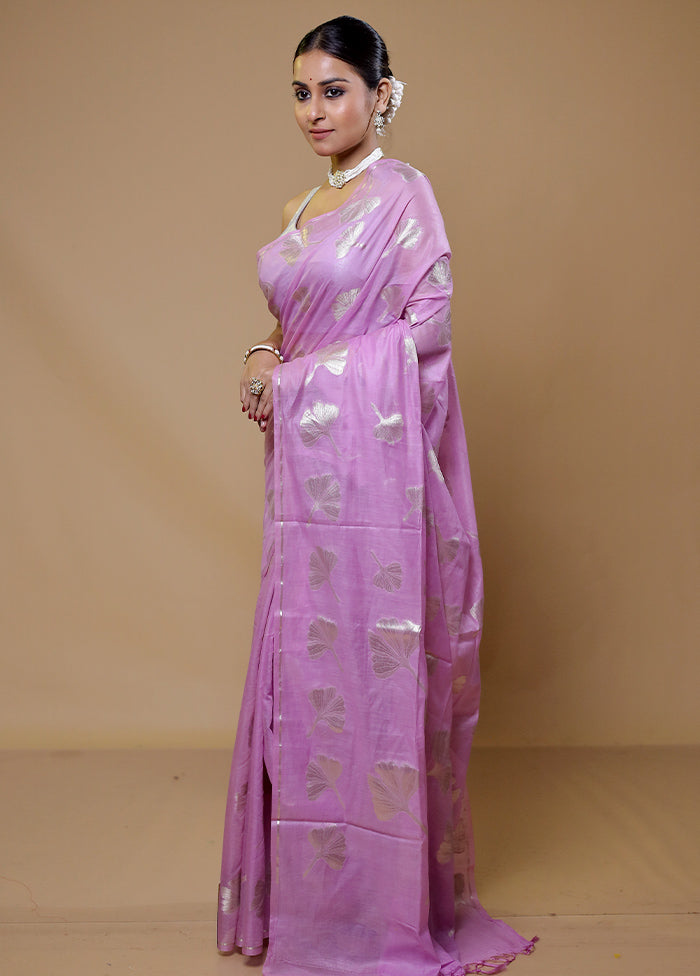 Purple Cotton Saree With Blouse Piece