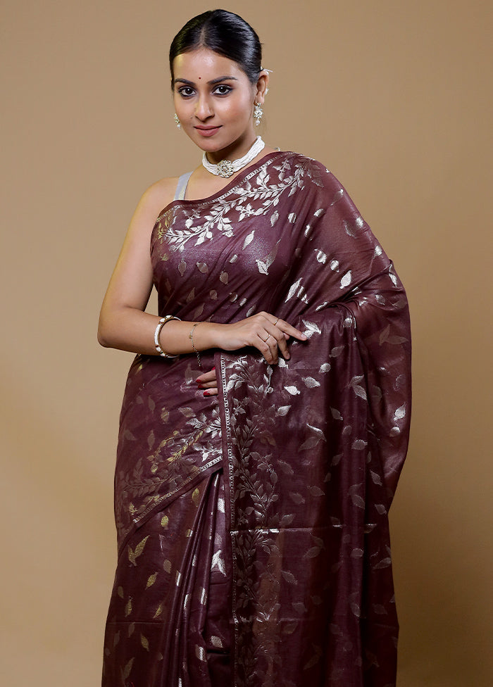 Purple Cotton Saree With Blouse Piece