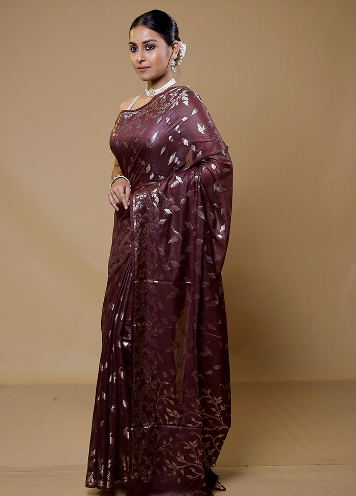 Purple Cotton Saree With Blouse Piece