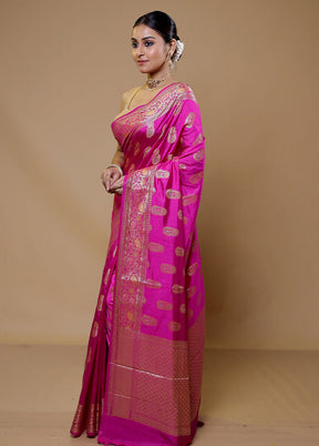 Pink Dupion Silk Saree With Blouse Piece